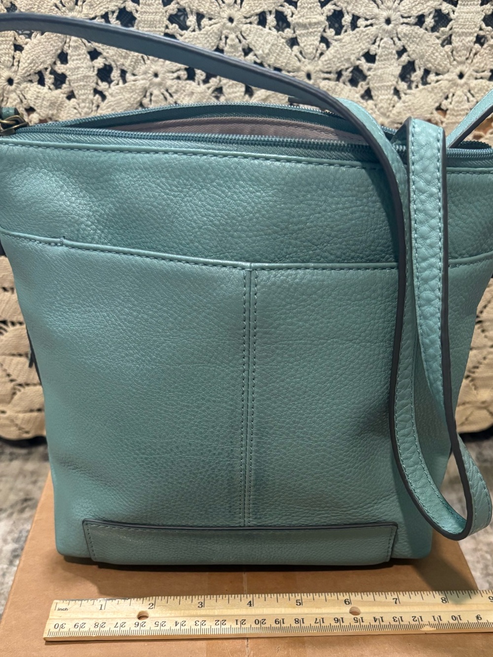 Teal Leather Crossbody Bag - Women's Shoulder Purse
